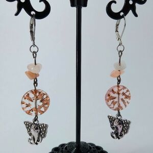 Stunning Handmade White and Pink Elephant Dangling Earrings